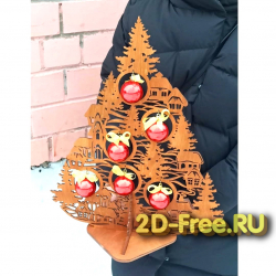 Елка новогодняя 2D макет для лазерной резки