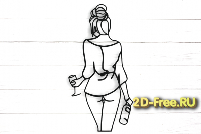 Девушка с вином 2D макет