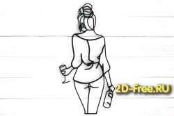 Девушка с вином 2D макет