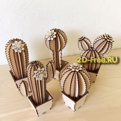 Кактусы макет для лазерной резки