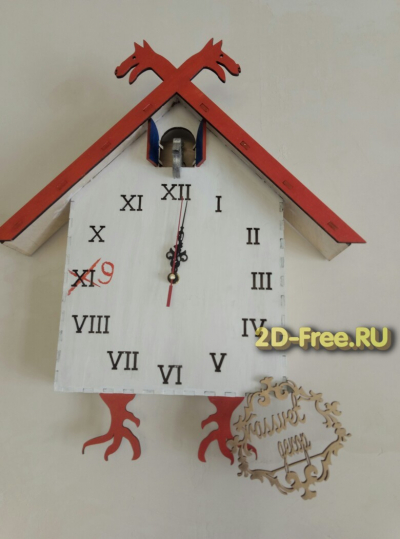 Часы избушка макет