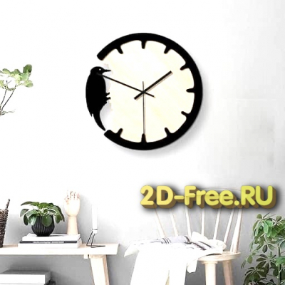 Часы с дятлом 2D макет