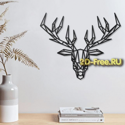 Панно голова оленя dxf