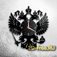 Часы на виниле герб России