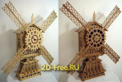 Часы мельница макет из дерева