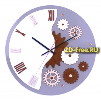Часы с шестеренками 2D макет